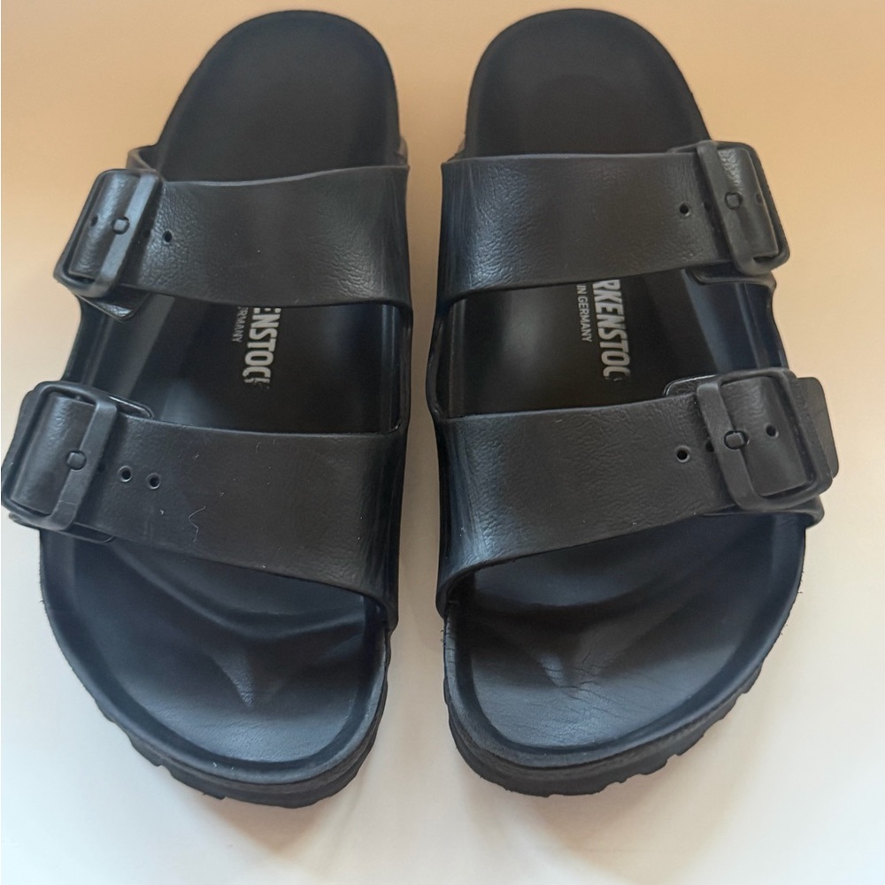 Birkenstock Womens Two-Strap Slide Sandals in Black